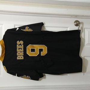 L, Mens, Nike, NFL Players, On field, Drew Brees #9 N O Saints Football Jersey.